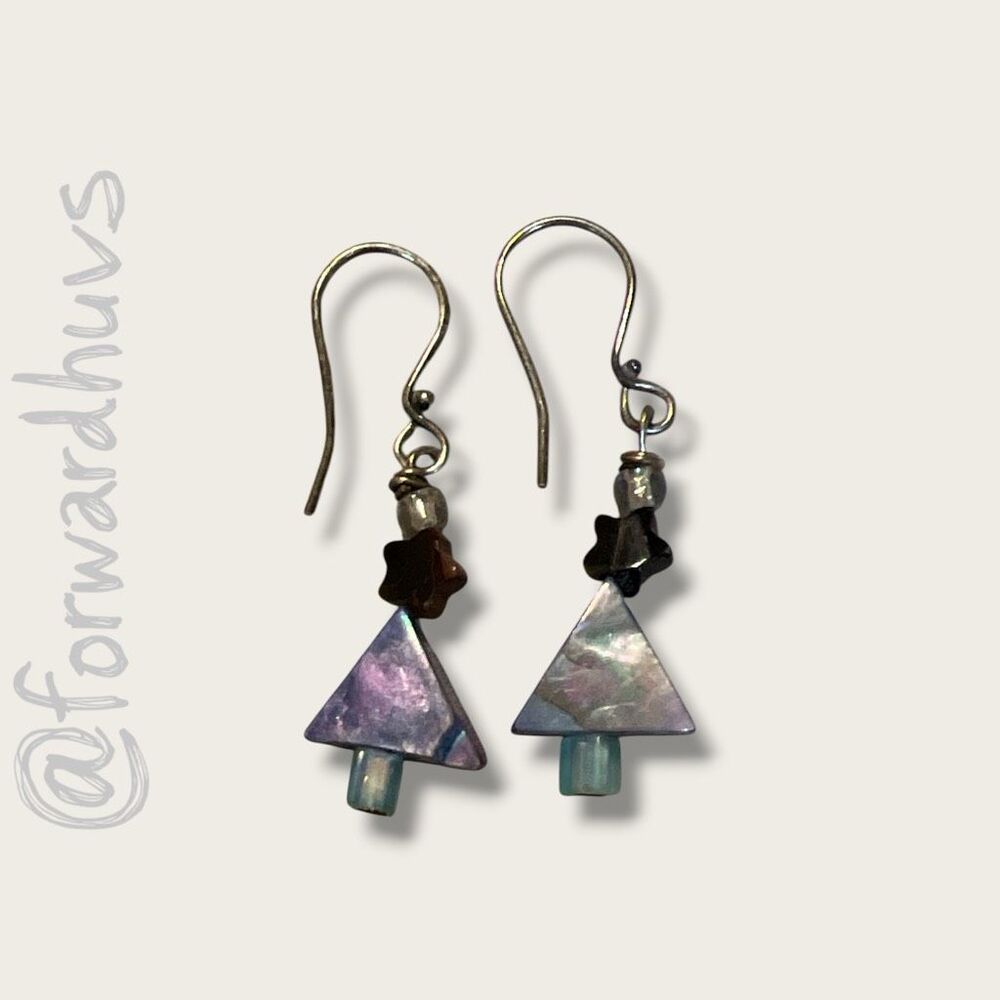 Hand Crafted Abalone Shell Tree Earrings